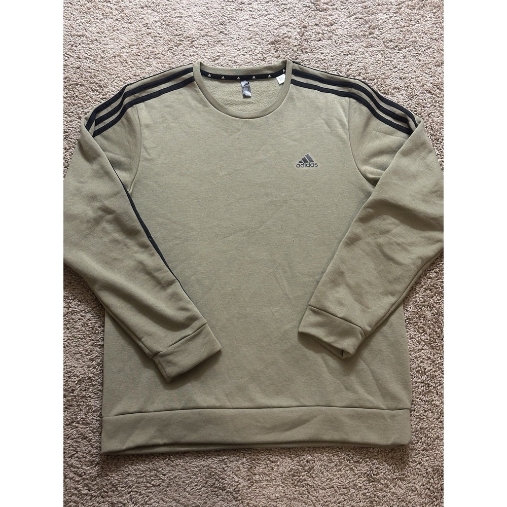 Men's Adidas Olive Pullover Sweatshirt - Large